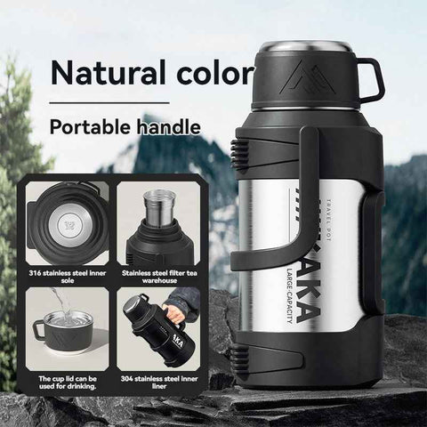 316 Stainless Steel Thermos Large Capacity Thermos Portable Thermos Flask - Silver - Size 1600ml In Australia - Darrahopens