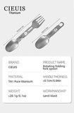 CIEUI Folding Titanium Spoon Fork Set - Lightweight Camping Cutlery