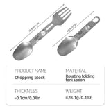 CIEUI Folding Titanium Spoon Fork Set - Lightweight Camping Cutlery