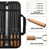 BBQ skewer set, outdoor barbecue Australia, stainless steel skewers, wooden handle skewers, portable skewer set, kebab sticks, grilling accessories
