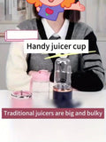 Blue Green Portable Electric Juicer Blender 6-Blade Juicer USB Rechargeable Juicer 2-In-1