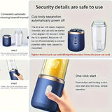 Blue Green Portable Electric Juicer Blender 6-Blade Juicer USB Rechargeable Juicer 2-In-1