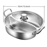Silver double-layer hot pot, stainless steel hot pot, multi-flavor hot pot, kitchen utensil, durable hot pot, induction compatible hot pot, family dining gift
