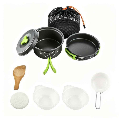 Black outdoor camping cookware, camping pots and pans, outdoor cooking utensils, compact cookware set, durable cookware, Australian camping gear, camp stove cookware, portable cooking set