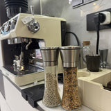 Silver Blue Stainless Steel Salt And Pepper Grinder Set Adjustable Grinders Glass Salt And