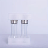 Silver Blue Stainless Steel Salt And Pepper Grinder Set Adjustable Grinders Glass Salt And