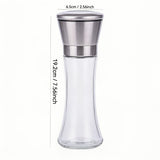 Silver Blue Stainless Steel Salt And Pepper Grinder Set Adjustable Grinders Glass Salt And