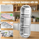 Silver 2PCS 3-in-1 snack containers, food storage containers, snack containers with lid, compartment snack containers, portion control containers, australian food storage, BPA-free snack boxes, lunchbox containers australia