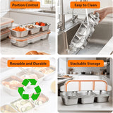 Silver 2PCS 3-in-1 snack containers, food storage containers, snack containers with lid, compartment snack containers, portion control containers, australian food storage, BPA-free snack boxes, lunchbox containers australia