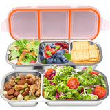Silver 2PCS 3-in-1 snack containers, food storage containers, snack containers with lid, compartment snack containers, portion control containers, australian food storage, BPA-free snack boxes, lunchbox containers australia