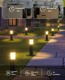 solar lawn lights, stainless steel outdoor lights, 3-LED garden lights, waterproof outdoor lights, modern outdoor lighting, cylindrical solar lights, Australian outdoor lights - Black warm light - Size 1PCS In Australia - Darrahopens