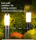 solar lawn lights, stainless steel outdoor lights, 3-LED garden lights, waterproof outdoor lights, modern outdoor lighting, cylindrical solar lights, Australian outdoor lights - Black warm light - Size 2PCS
