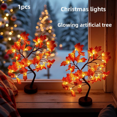 maple leaf lamp, LED table lamp, bendable branch lamp, home decor lamp, festive light, autumn decoration, nightstand lamp, Australian home decor, energy-saving lamp, indoor ambience lighting - maple tree - Size LED-USB In Australia - Darrahopens