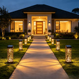 solar garden lights, outdoor waterproof lights, warm white LED pathway lights, automatic dusk to dawn lights, landscape lighting, lawn lights, patio lights, driveway lights, solar stake lights, Australian outdoor lights - White light - Size 6PCS