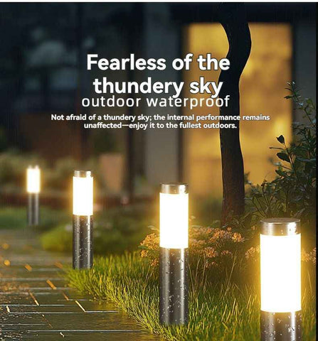 Solar Lawn Lights Stainless Steel Outdoor Lights 3-LED Garden Lights Waterproof - Black with white light - Size 1PCS In Australia - Darrahopens