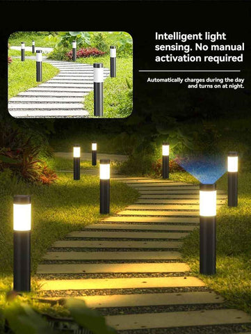 Solar Lawn Lights Stainless Steel Outdoor Lights 3-LED Garden Lights Waterproof - Black with white light - Size 2PCS In Australia - Darrahopens