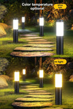 Solar Lawn Lights Stainless Steel Outdoor Lights 3-LED Garden Lights Waterproof - Black with white light - Size 2PCS