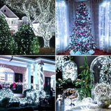 solar outdoor string lights, 300LED solar lights, copper wire fairy lights, 8-pattern solar lights, garden lights Australia, courtyard lights, Christmas lights, party lights, wedding lights, warm white, cool white, multi-color solar lights - Multi - Size