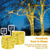 solar outdoor string lights, 300LED solar lights, copper wire fairy lights, 8-pattern solar lights, garden lights Australia, courtyard lights, Christmas lights, party lights, wedding lights, warm white, cool white, multi-color solar lights - Multi - Size
