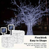 solar outdoor string lights, 300LED solar lights, copper wire fairy lights, 8-pattern solar lights, garden lights Australia, courtyard lights, Christmas lights, party lights, wedding lights, warm white, cool white, multi-color solar lights - Warm light -