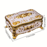 Pearl Enamel Jewelry Box, Red Enamel Jewelry Box, Gold-Plated Jewelry Box, Home Decor, Jewelry Storage, Luxury Gift, Australian Gift, Dressing Table Decor - Blue - Size L