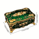 Pearl Enamel Jewelry Box, Red Enamel Jewelry Box, Gold-Plated Jewelry Box, Home Decor, Jewelry Storage, Luxury Gift, Australian Gift, Dressing Table Decor - Red - Size L