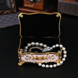 Pearl Enamel Jewelry Box, Red Enamel Jewelry Box, Gold-Plated Jewelry Box, Home Decor, Jewelry Storage, Luxury Gift, Australian Gift, Dressing Table Decor - White - Size L