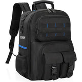 Black travel backpack, multi-pocket backpack, comfortable backpack, backpack with waist support, backpack with rubber feet, organizer backpack, durable backpack