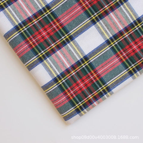 polyester woven fabric, plaid fabric, Christmas red green fabric, twill fabric, jacquard check fabric, fabric for bags, fabric for shoes, fabric for hats, fabric for pet decorations, festive fabric, holiday craft fabric, DIY fabric Australia - White - Siz
