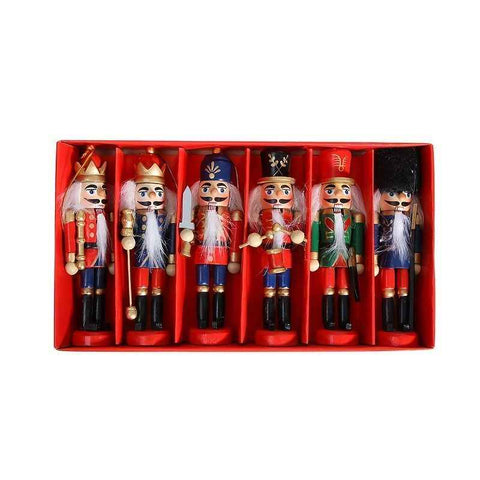 Nutcracker Soldier Figurine Set, Christmas Decorations, Birthday Gift, Hand-painted Nutcrackers, Holiday Decor, Australian Christmas Decor, Kids Gift, Figurine Collection, Festive Home Decor - Red - Size 6pcs In Australia - Darrahopens
