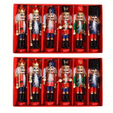 Nutcracker Soldier Figurine Set, Christmas Decorations, Birthday Gift, Hand-painted Nutcrackers, Holiday Decor, Australian Christmas Decor, Kids Gift, Figurine Collection, Festive Home Decor - Red - Size 6pcs