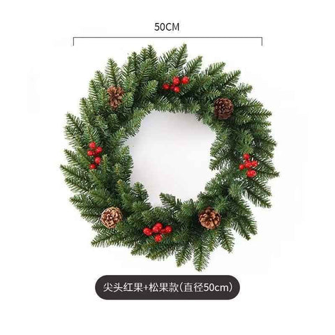 Christmas wreath, artificial wreath, red berries, pine cones, 30CM wreath, Christmas decoration, festive home decor, wreath for door, holiday centrepiece - Red - Size 50CM