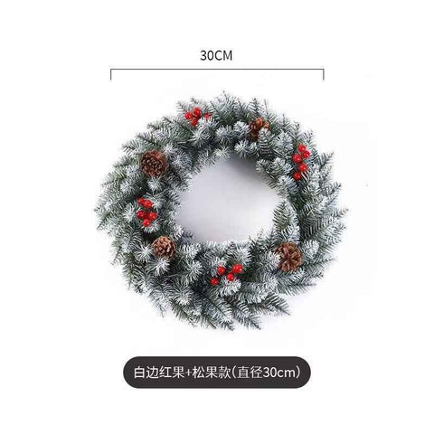 Christmas wreath, artificial wreath, red berries, pine cones, 30CM wreath, Christmas decoration, festive home decor, wreath for door, holiday centrepiece - White - Size 30CM In Australia - Darrahopens