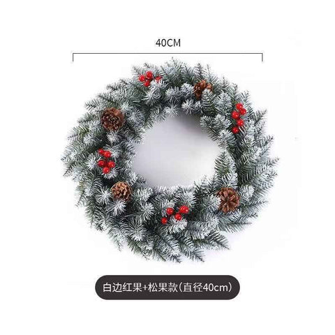 Christmas wreath, artificial wreath, red berries, pine cones, 30CM wreath, Christmas decoration, festive home decor, wreath for door, holiday centrepiece - White - Size 40CM In Australia - Darrahopens