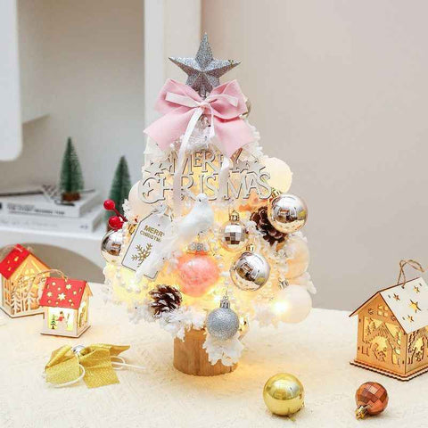 mini desktop Christmas tree, flocked pink Christmas tree, Christmas tree set, Christmas decorations, DIY Christmas tree, Christmas gift, office Christmas decor, festive tabletop tree - Christmas - Size 2