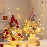 mini desktop Christmas tree, flocked pink Christmas tree, Christmas tree set, Christmas decorations, DIY Christmas tree, Christmas gift, office Christmas decor, festive tabletop tree - Christmas - Size 2 In Australia - Darrahopens
