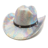 iridescent cowboy hat, party hat, autumn winter hat, unisex wide brim hat, Halloween costume hat, western themed hat, iridescent accessories, mens womens costume hat - 2 - Size M
