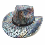 iridescent cowboy hat, party hat, autumn winter hat, unisex wide brim hat, Halloween costume hat, western themed hat, iridescent accessories, mens womens costume hat - 2 - Size M