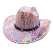 iridescent cowboy hat, party hat, autumn winter hat, unisex wide brim hat, Halloween costume hat, western themed hat, iridescent accessories, mens womens costume hat - 3 - Size M In Australia - Darrahopens