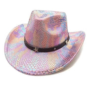 iridescent cowboy hat, party hat, autumn winter hat, unisex wide brim hat, Halloween costume hat, western themed hat, iridescent accessories, mens womens costume hat - 4 - Size M In Australia - Darrahopens