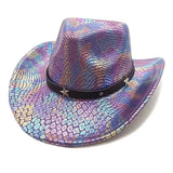 iridescent cowboy hat, party hat, autumn winter hat, unisex wide brim hat, Halloween costume hat, western themed hat, iridescent accessories, mens womens costume hat - 5 - Size M