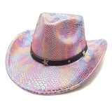 iridescent cowboy hat, party hat, autumn winter hat, unisex wide brim hat, Halloween costume hat, western themed hat, iridescent accessories, mens womens costume hat - 5 - Size M