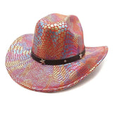 iridescent cowboy hat, party hat, autumn winter hat, unisex wide brim hat, Halloween costume hat, western themed hat, iridescent accessories, mens womens costume hat - 5 - Size M