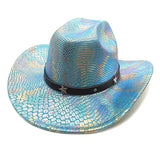iridescent cowboy hat, party hat, autumn winter hat, unisex wide brim hat, Halloween costume hat, western themed hat, iridescent accessories, mens womens costume hat - 7 - Size M In Australia - Darrahopens