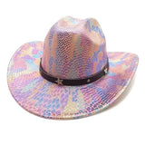 iridescent cowboy hat, party hat, autumn winter hat, unisex wide brim hat, Halloween costume hat, western themed hat, iridescent accessories, mens womens costume hat - 9 - Size M