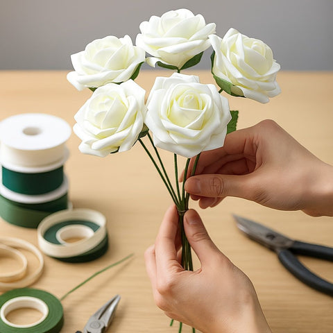 White Artificial Roses Wedding Decorations Bridal Bouquet Wedding Centerpieces In Australia - Darrahopens