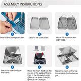 Silver camping grill, foldable grill, stainless steel grill, outdoor grill, portable grill, camping cookware, barbecue grill for camping
