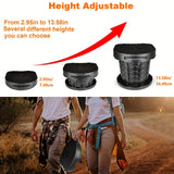 Gray Black collapsible camping toilet, portable outdoor toilet, camping furniture Australia, lightweight camping gear, compact toilet for travel, camping sanitation solution