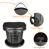 Black collapsible camping toilet, portable outdoor toilet, camping furniture Australia, lightweight camping gear, compact toilet for travel, camping sanitation solution