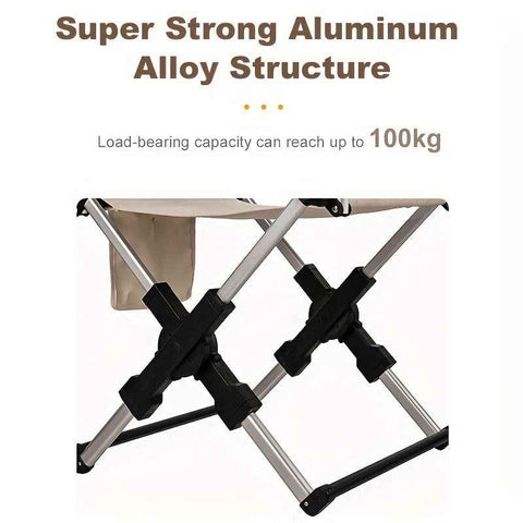 folding camping chair, portable outdoor seat, camping furniture, lightweight folding chair, carry bag included, Australian outdoor gear-Beige